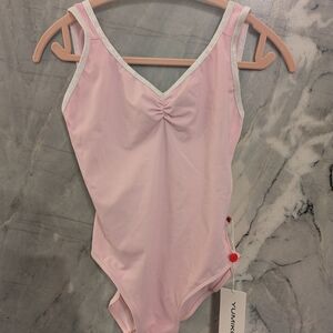 Yumiko Tiffany Leotard Pink with White Trim